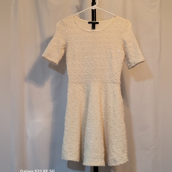 Forever 21 Cream Sequin Flair Mini Dress, Size Small, Like New Condition - Picture 1 of 5